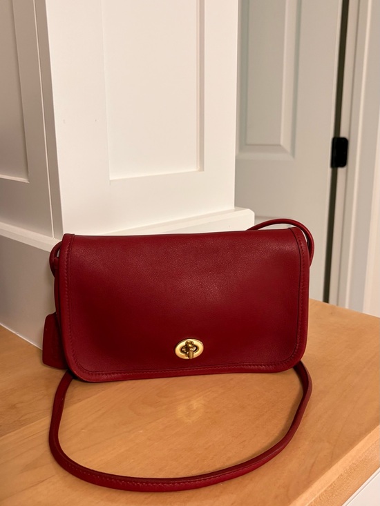 Coach Handbags - Coach Dinky Classic Red Leather Crossbody Bag with Gold Turn-Lock